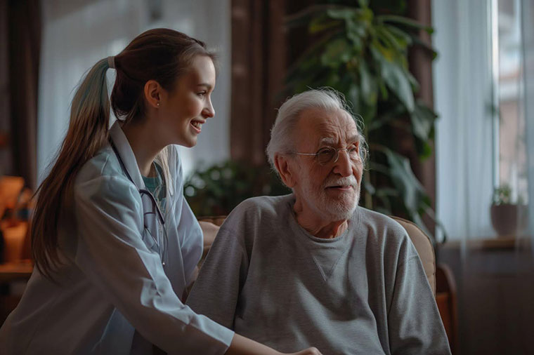 doctor helping elderly