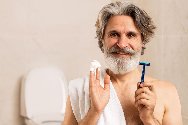 man shaving